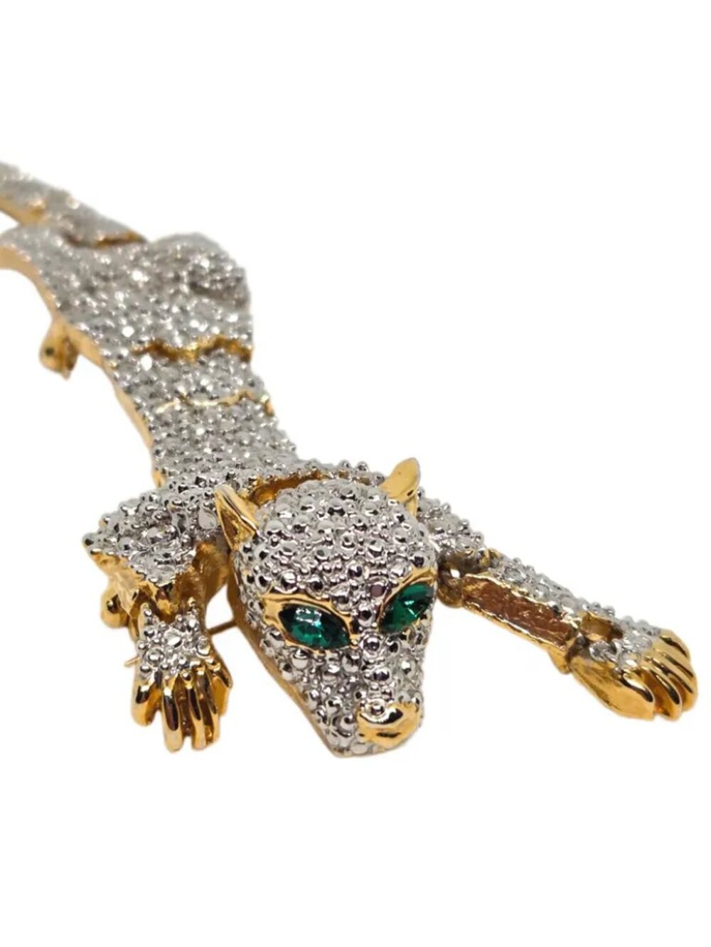 Vintage 70s Panther/Cat Gold Tone Brooch (En Tremblant)